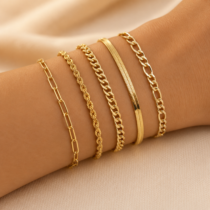 Ellis | Conjunto de Pulseiras Douradas